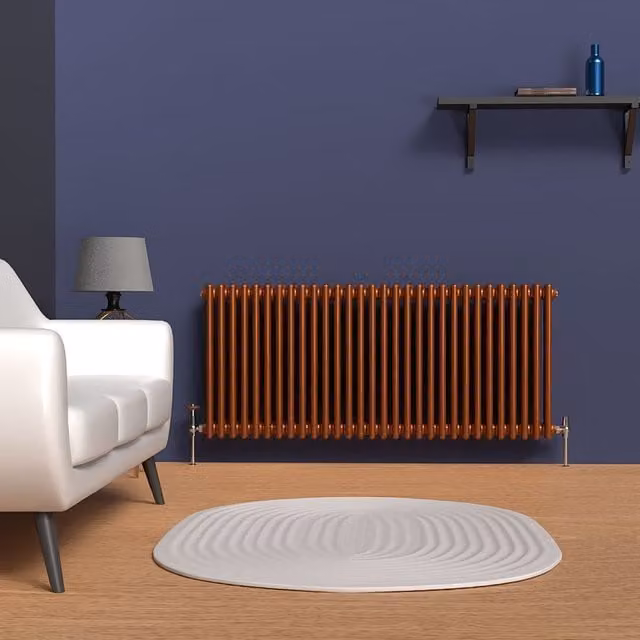 Lux Heat Horizontal Column Radiator in Bronze/Brown, H 137 cm x W 60 cm