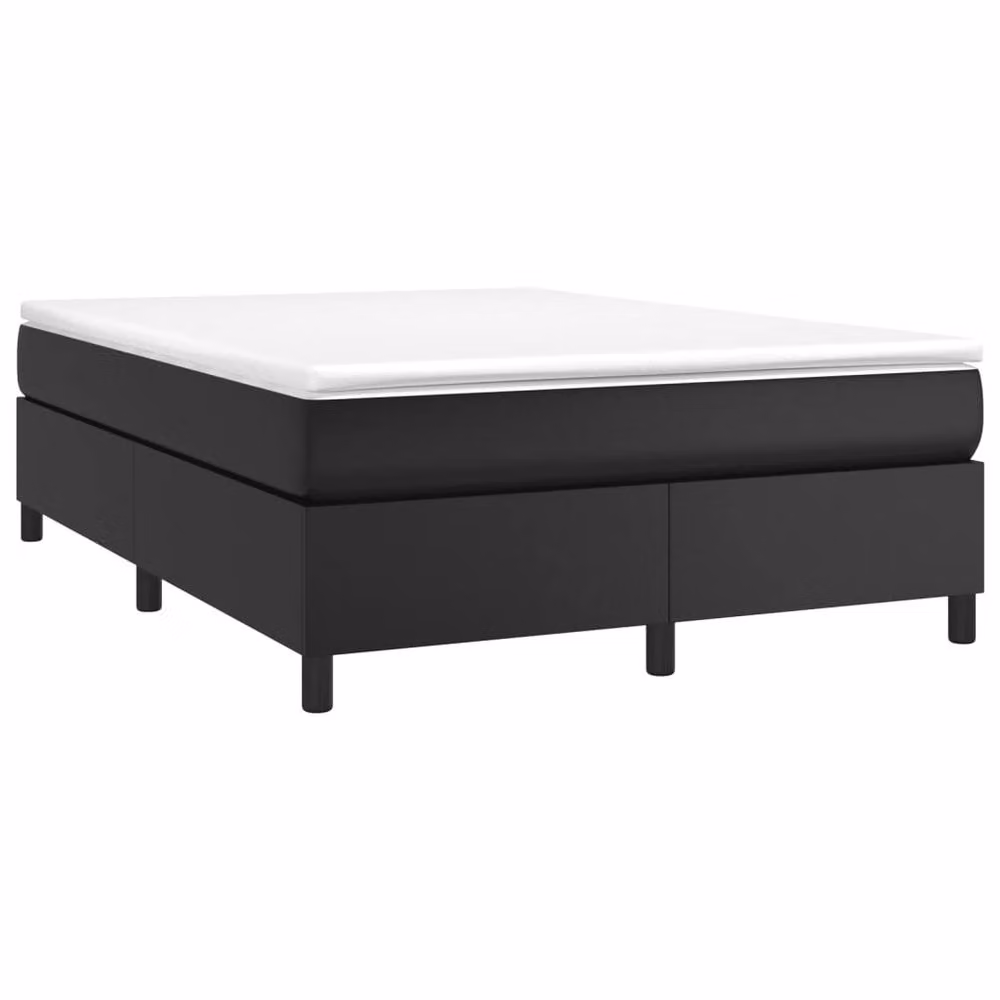 Berkfield Home Upholstered Box Spring Bed Frame in Black Synthetic Leather, W: 135 cm, L: 190 cm – 3