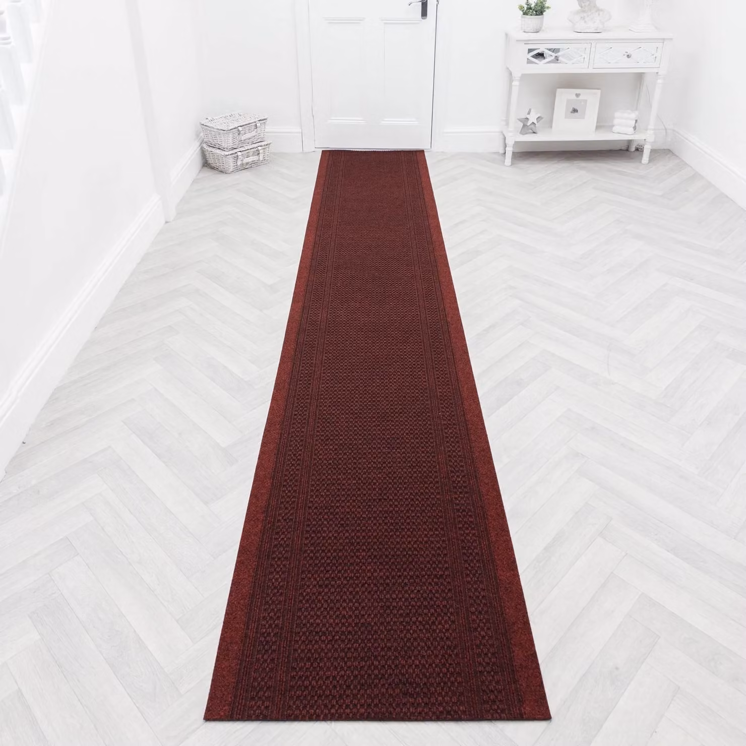 runrug Red Aztec Geometric Hallway Runner Rug, W: 80 cm, L: 300 cm – 6