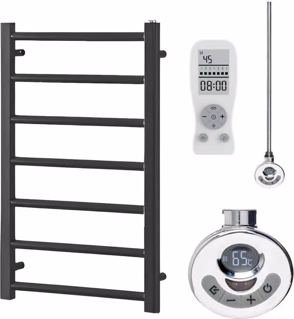 Sola Alpine Dual Fuel Thermostatic Heated Towel Rail, Anthracite