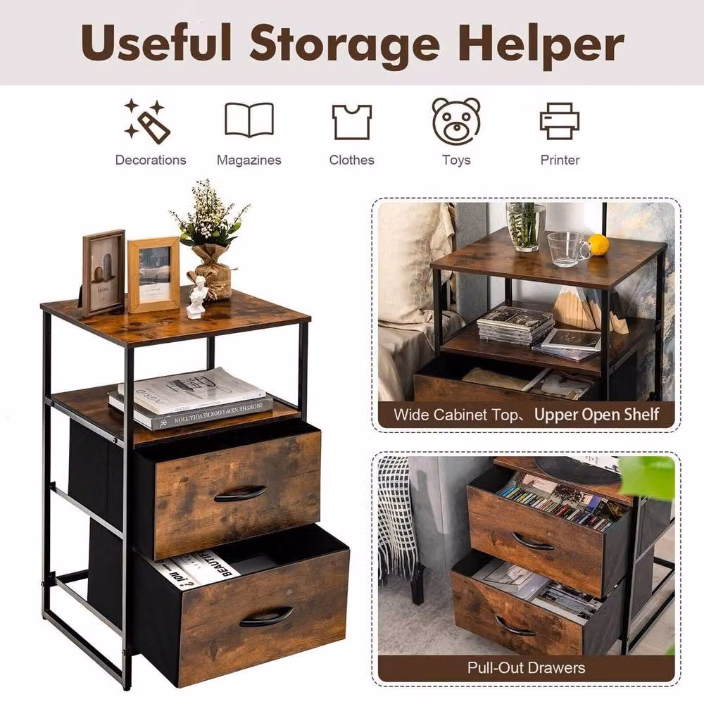 SPETLEK 2-Drawer Industrial Storage Cabinet and Dresser Organizer in Brown Metal – 6