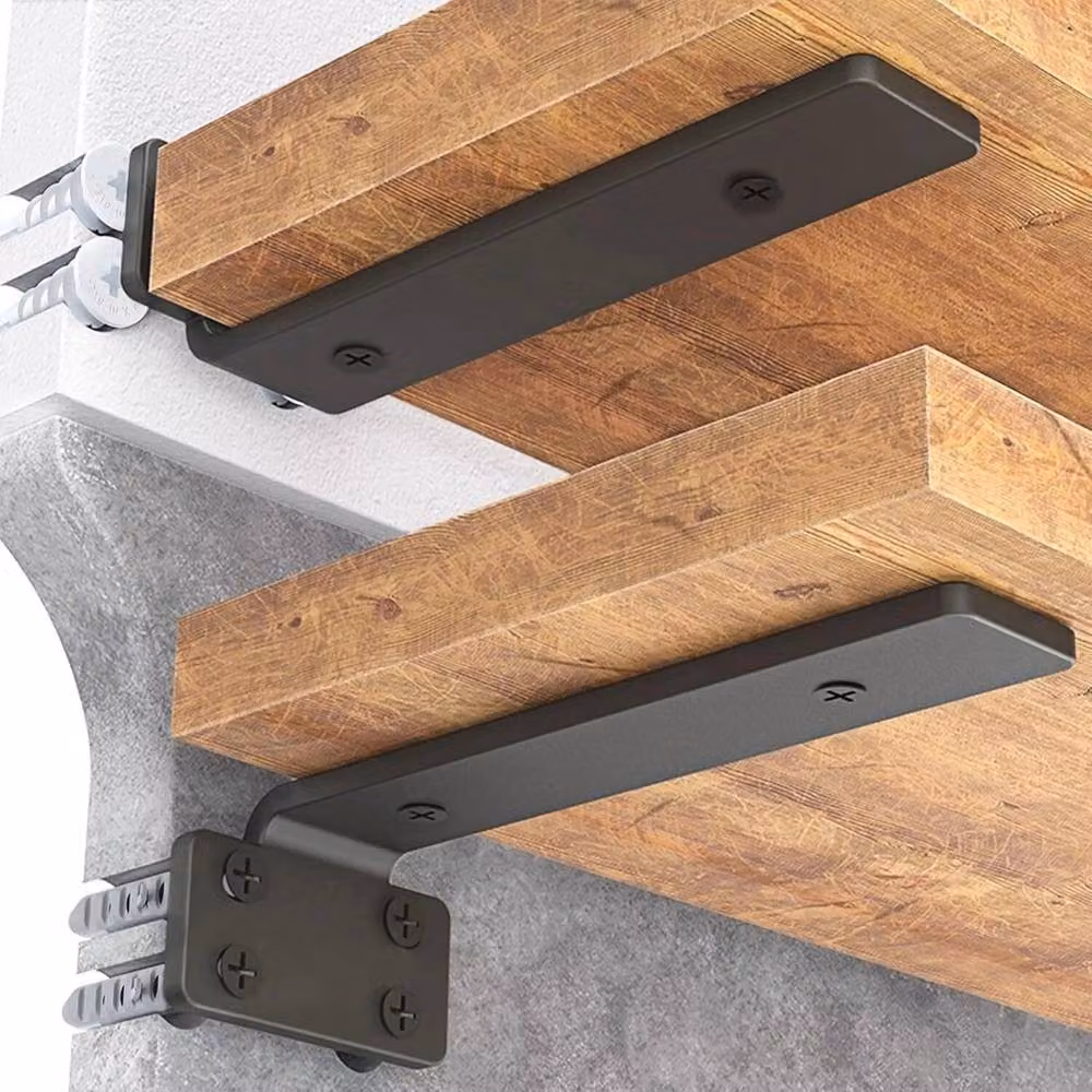 EONLION 4 Pack Steel Floating Shelf Brackets in Black, 15 cm – 3