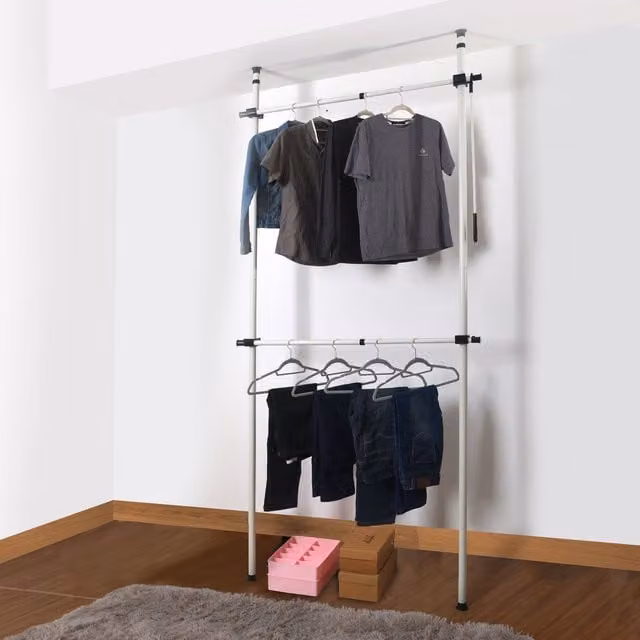 House Of Home Adjustable Telescopic Hanging Rail Clothes Rack, White, W: 70 - 120 cm