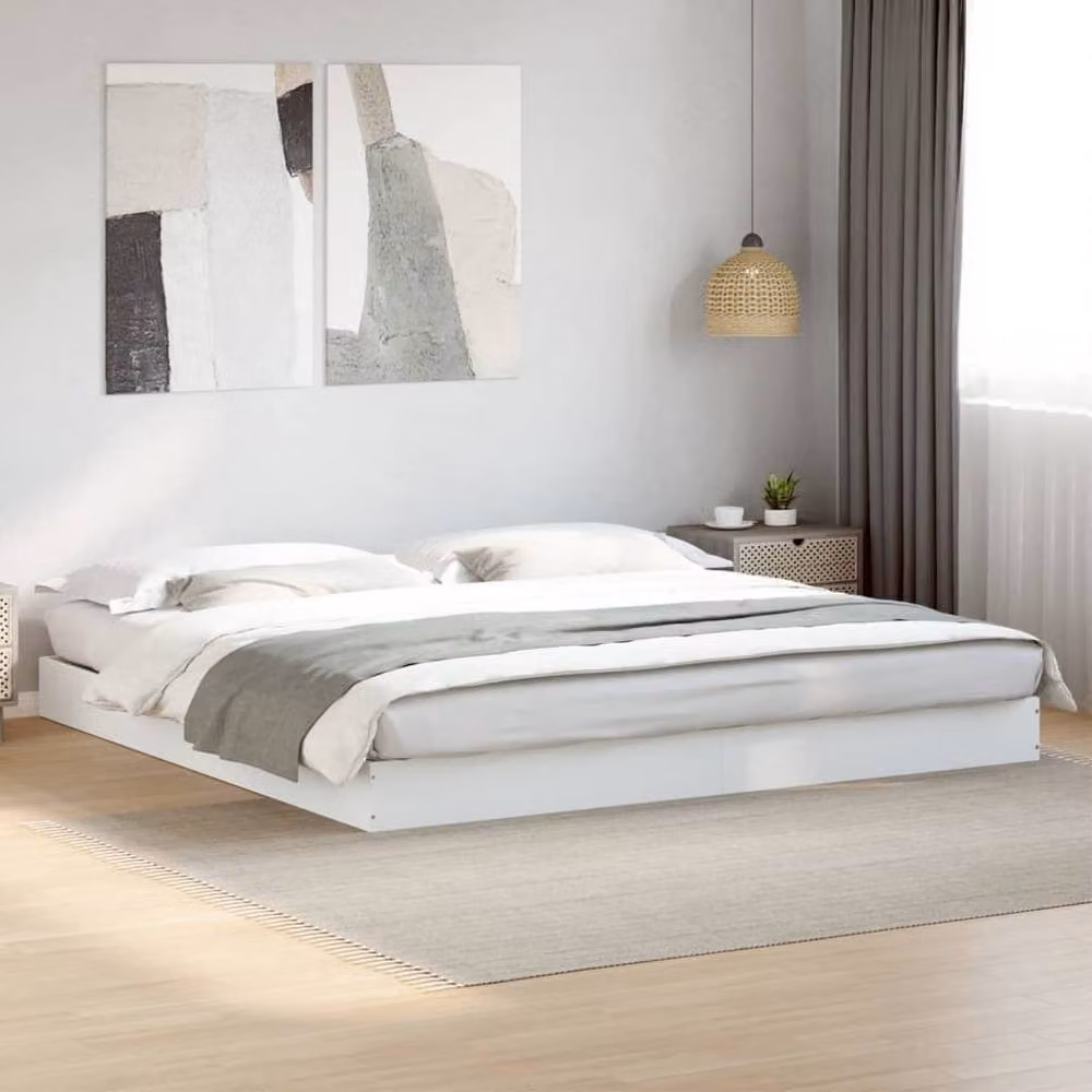 Berkfield Home Super King Bed Frame in White, Engineered Wood, W/D/H: 180 x 200 x 17 cm – 2