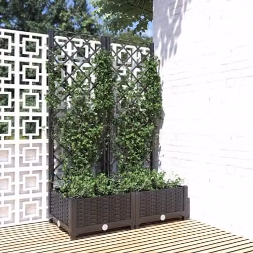 vidaXL Black Plastic Garden Planter Tub for Climbers W/D/H: 80 x 40 x 121.5 cm – 2