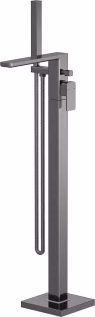 Balterley Freestanding Square Bath Shower Mixer Tap in Brushed Pewter Silver