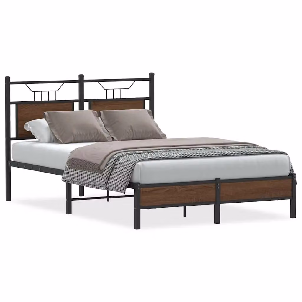 Berkfield Home Small Double Bed Frame in Brown Oak, W: 120 cm, D: 200 cm – 2