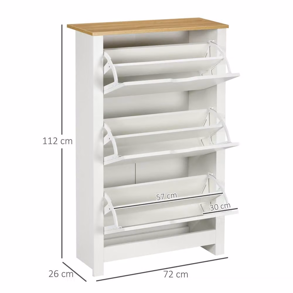 Wyld Haus Rokeha Narrow White Shoe Cupboard with 3 Tilt Out Drawers for up to 18 Pairs – 2
