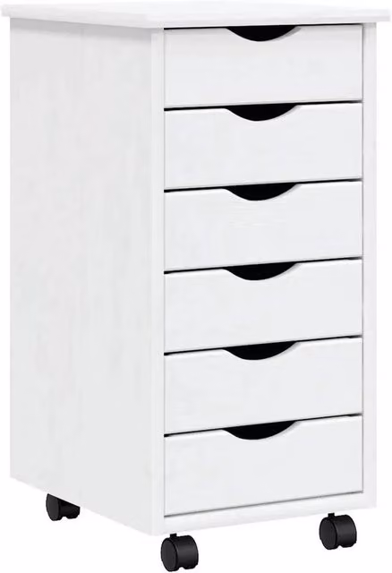 Kelvenix Rolling Cabinet with Drawers in Moss White