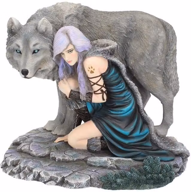 Nemesis Now Protector Wolf Figurine by Anne Stokes, Grey, Height: 25 cm