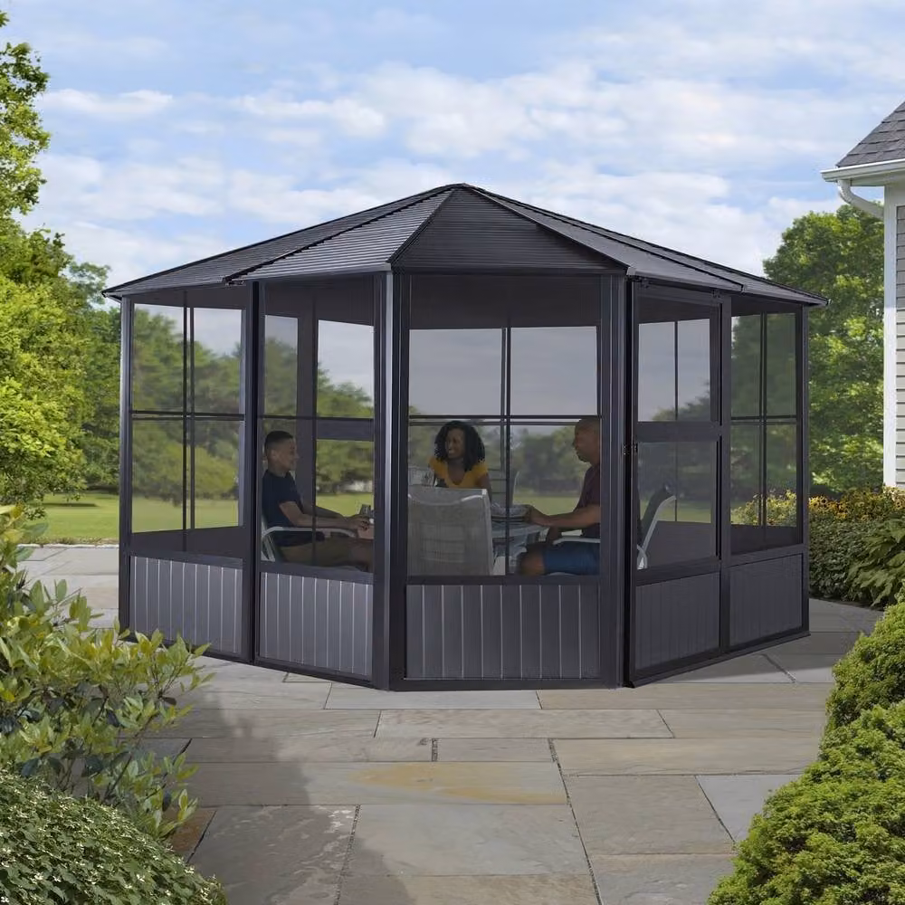 Sojag Charleston Solarium in Dark Brown, W/D/H: 383.6 x 383.6 x 280.8 cm – 2