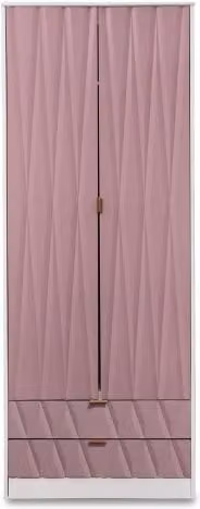 Welcome Diamond Kobe Pink, White and Gold 2 Door 2 Drawer Double Wardrobe