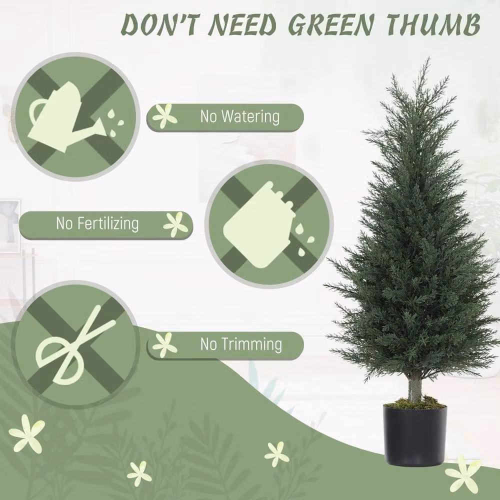 Wyld Haus Lusa Set of 2 Green UV Resistant Outdoor Artificial Cypress Trees, Height: 90 cm – 6