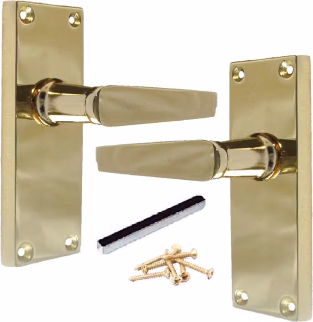 Betley Butterfly Long Backplate Door Handle Set in Brass