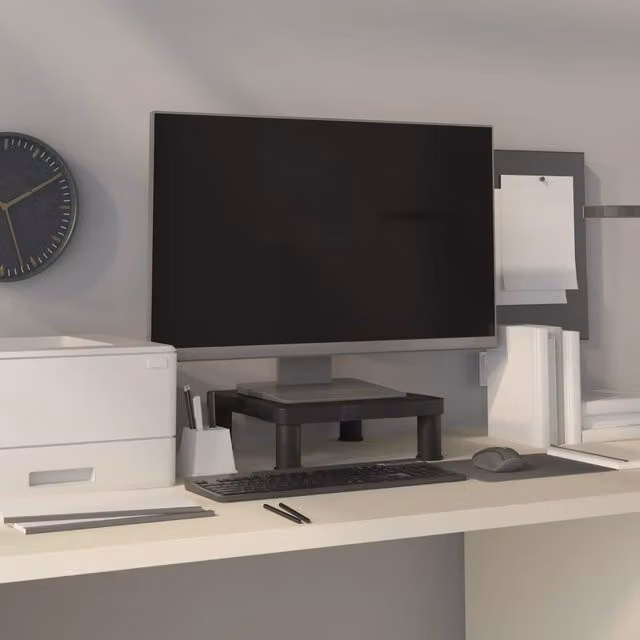 Berkfield Home Monitor Stand in Black, W/D/H: 34.0 x 33.5 x 10.5 cm