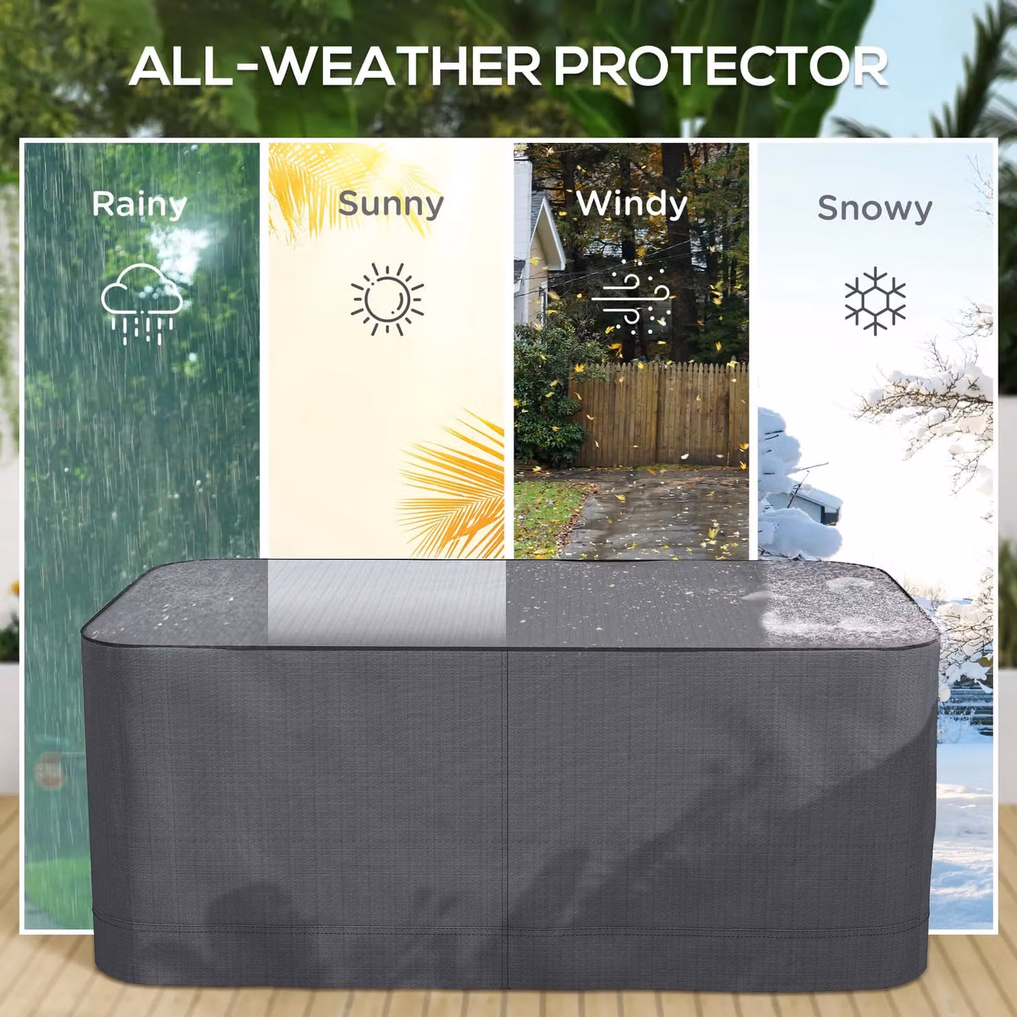 Outsunny Grey Waterproof Polyester Sofa Furniture Cover with Elastic Band – 4