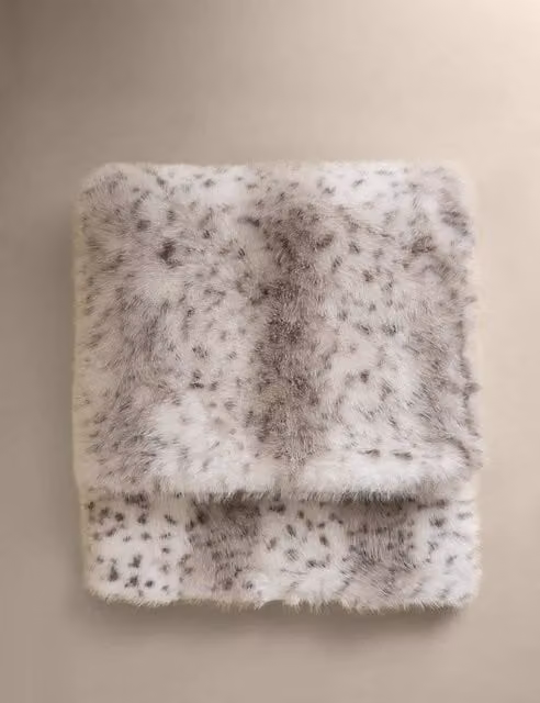 M&S Grey Faux Fur Animal Spot Throw