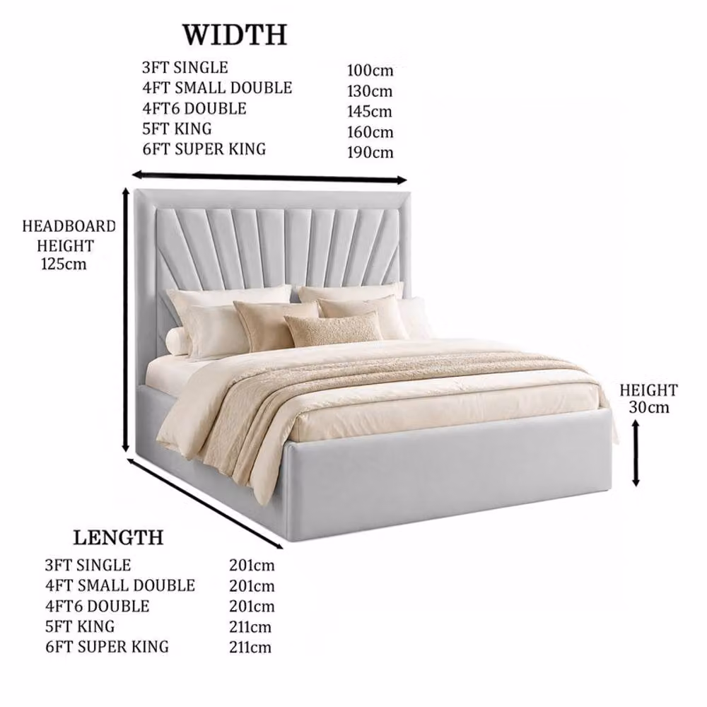 Desire Deco Ariana Upholstered Plush Velvet Bed Frame in Cream/Beige, Size: Super King (200 x 200 cm) – 2