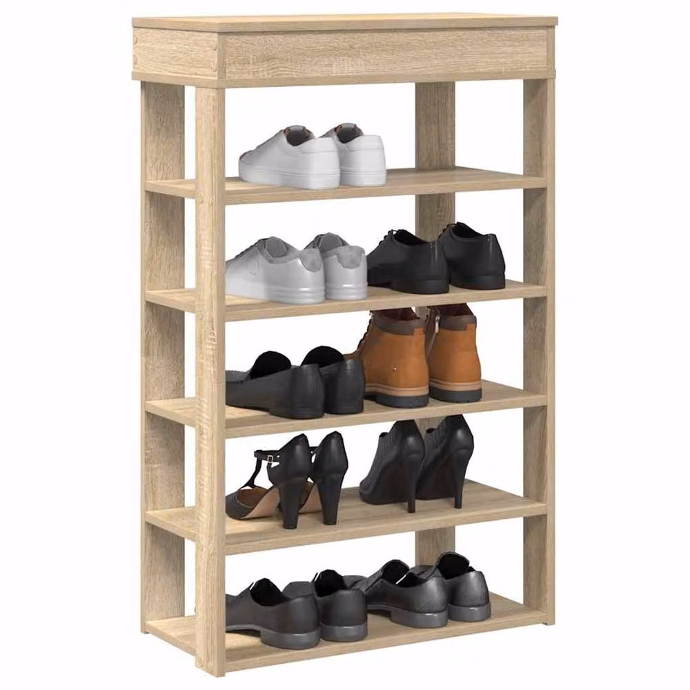 Berkfield Home Sonoma Oak Shoe Rack in Light Oak, W/D/H: 60 x 30 x 98 cm – 2