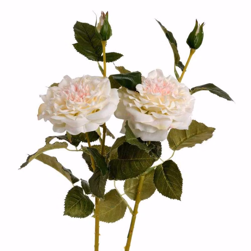 Lemon Pavilion White Artificial Rose Spray Flower, W16 x D10 x H68 cm – 2