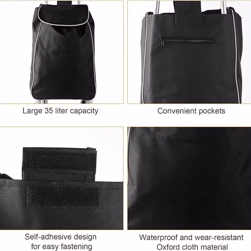 KORVIXA Lightweight Folding Shopping Trolley in Black – 4