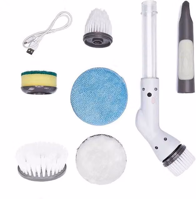 VOGREX 5 in 1 Cordless Electric Spin Scrubber Cleaning Brush in White – 1