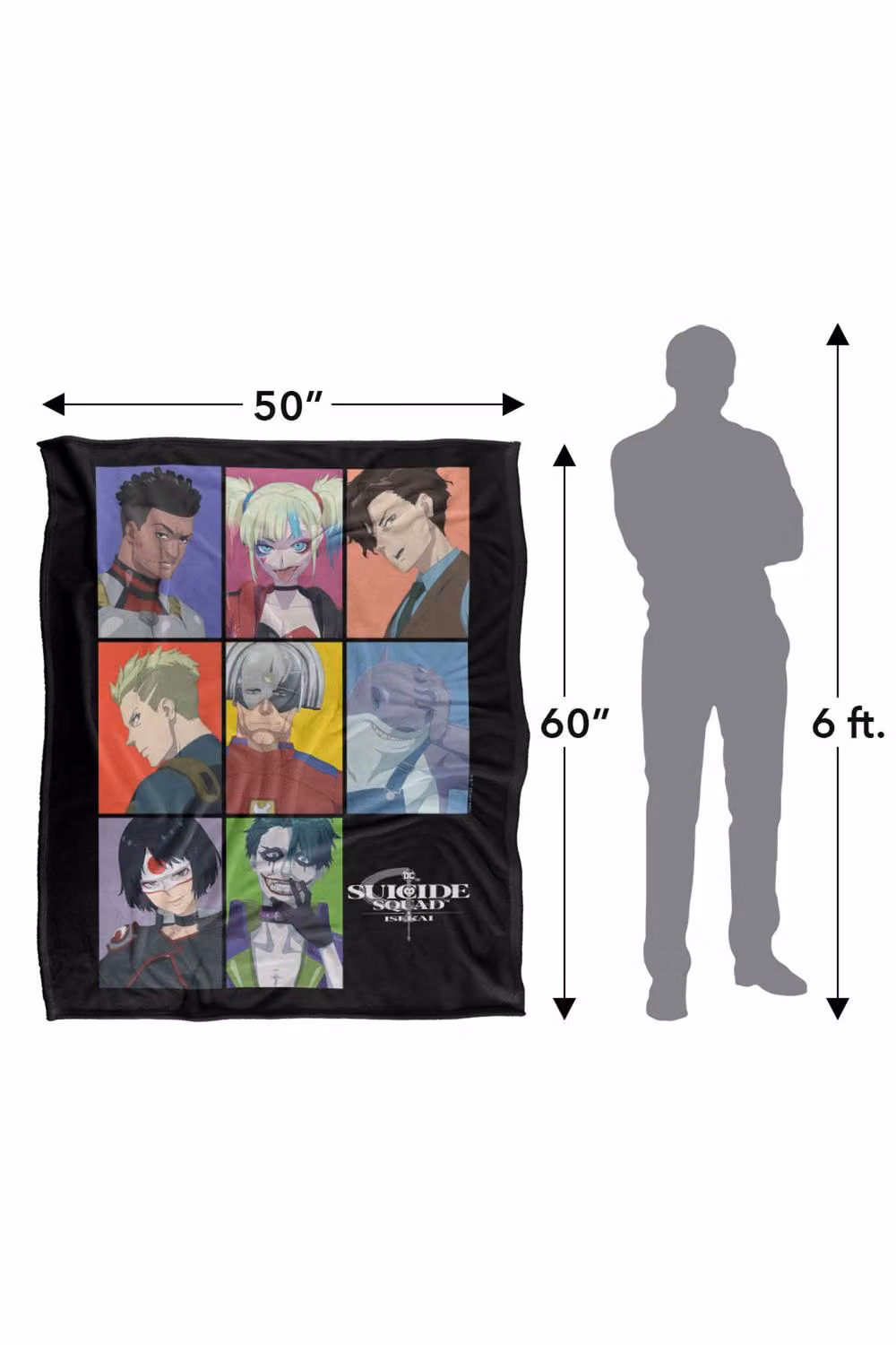Warner Bros. Suicide Squad Isekai Portraits Silky Touch Super Soft Fluffy Polyester Throw Blanket in Multicolour, Large – 3