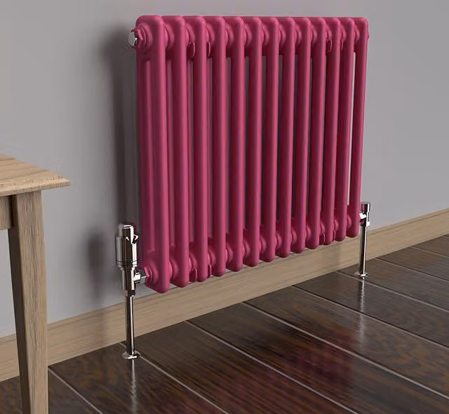 Lux Heat Horizontal 2 Column Steel Radiator in Pink, W: 60.5 cm, H: 50.0 cm