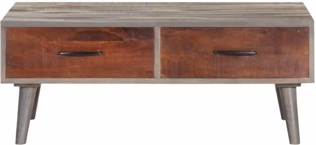 Berkfield Home Beautiful Grey Rustic Mango Wood Coffee Table W/D/H: 100 x 60 x 40 cm