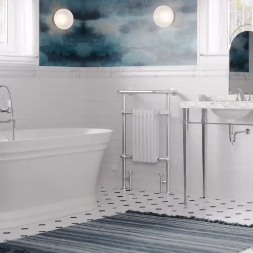 UK Radiators Arundel Traditional Dual Fuel Column Heated Towel Rail, White, H 96.3 cm x W 58.3 cm – 2