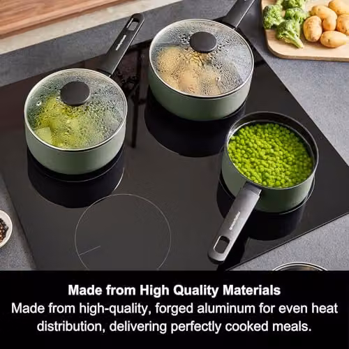 Morphy Richards 3-Piece Ceramic and Aluminium Saucepan Set, Green – 2