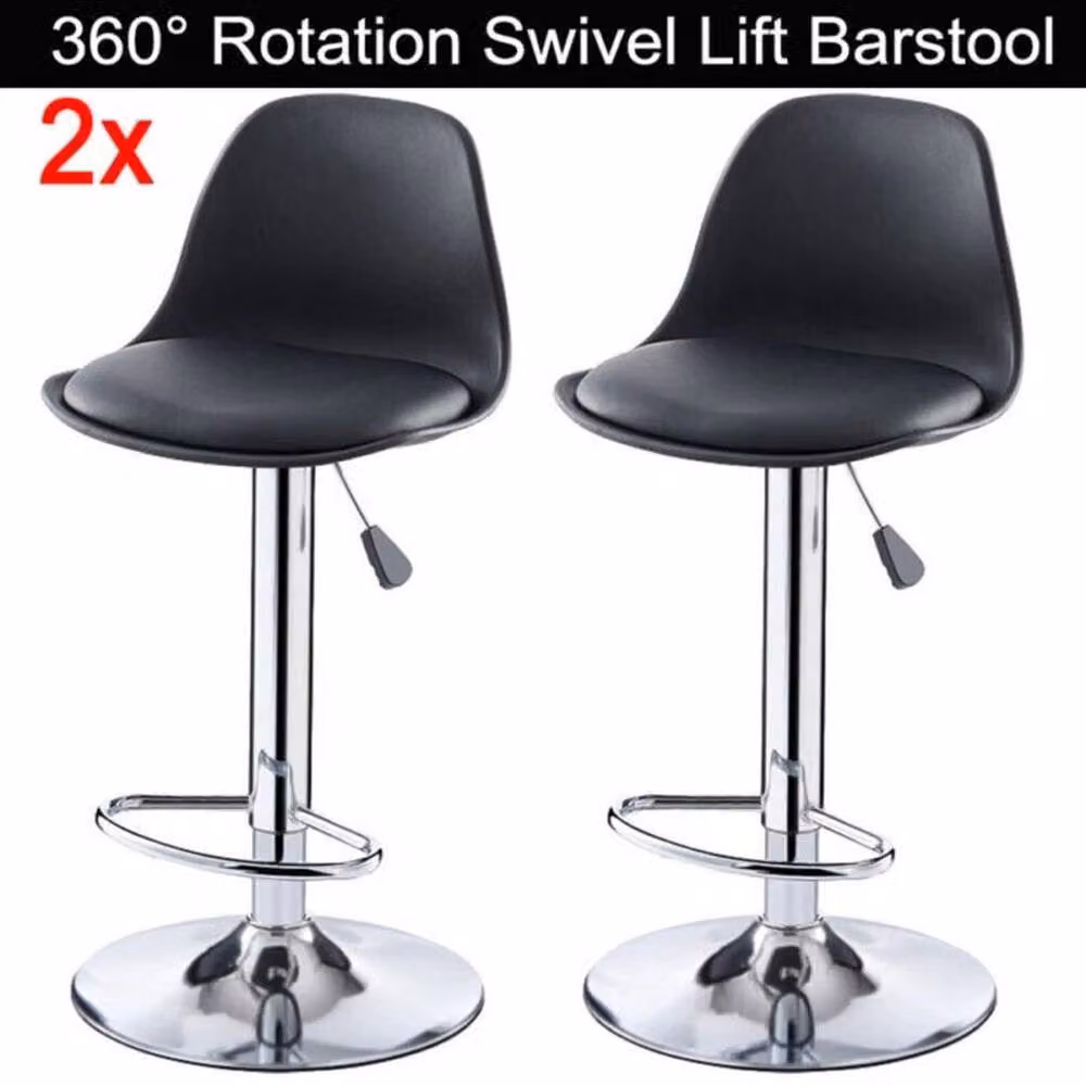 EONLION Set of 2 Adjustable Height Metal Bar Stools in Black – 4