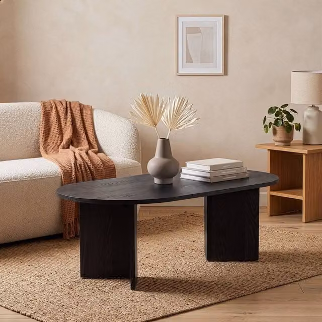 CALICOSY IRIS Oval Coffee Table in Black