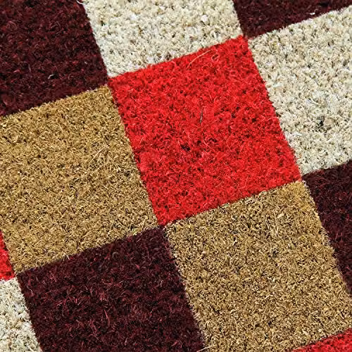 Coco&Coir Vintage Checks Natural Coir Door Mat, Multicolour, W: 75 cm, D: 45 cm, H: 1.5 cm – 6