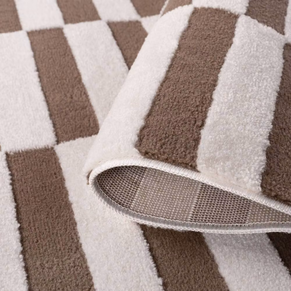 THE RUGS Loft Striped Soft Pile Living Room Area Rug in Taupe, W: 160 cm, L: 230 cm – 4