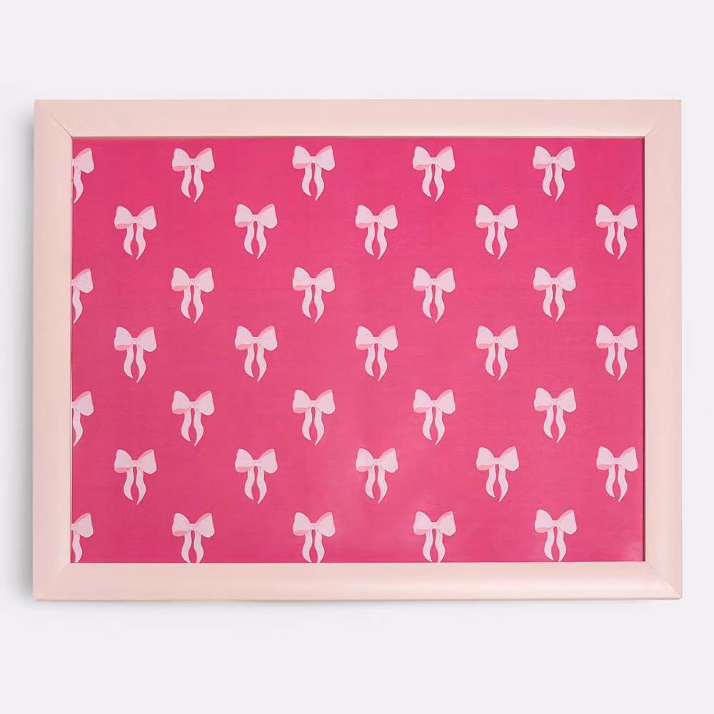 OHS Bow Print Lap Tray with Bean Bag Cushion in Pink – 3