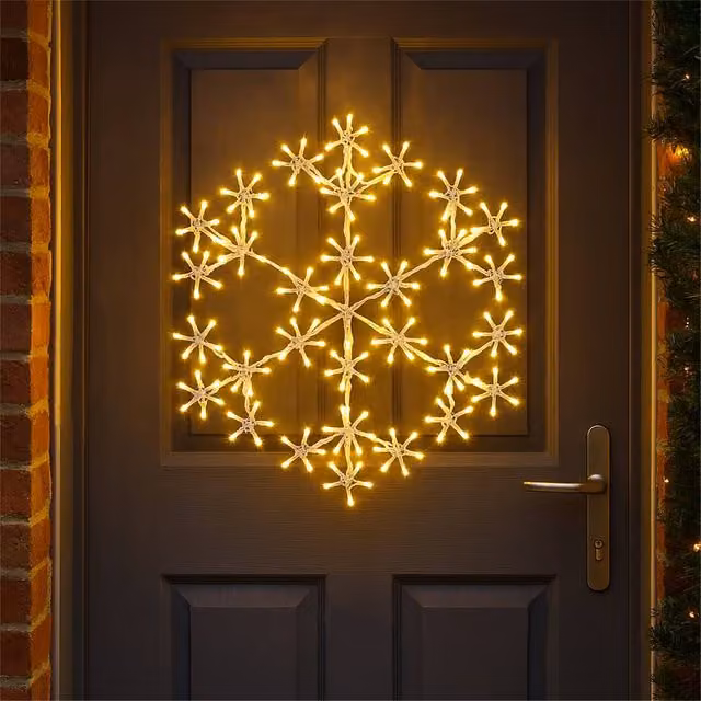 Xmas Haus Metal Snow Flake Outdoor Decoration with 180 Warm White LEDs, White, Diameter: 50 cm – 1