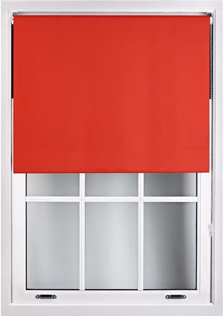 Furnished Red Blackout Roller Blinds, Thermal Insulating and UV Resistant Polyester Window Shade, Width: 155 cm, Drop: 165 cm