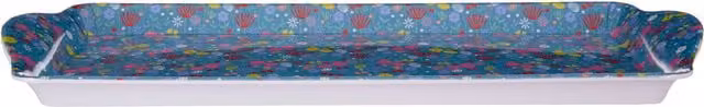 Orsina Floral Design Casey Rectangular Melamine Sandwich Tray with Handles in Blue and Petrol