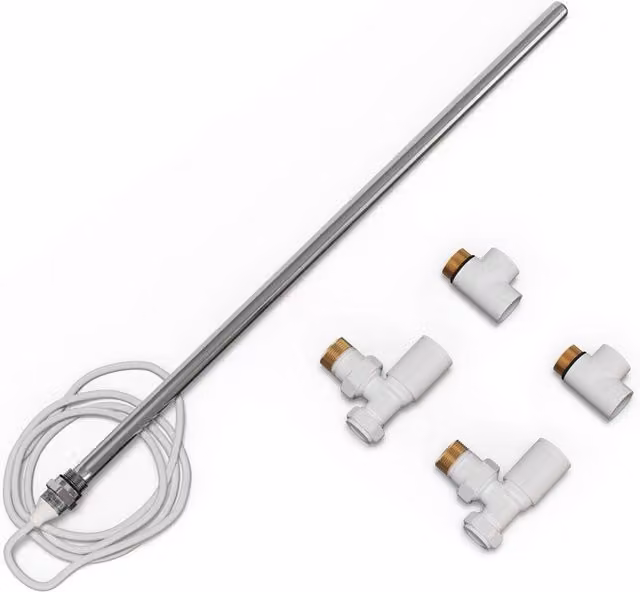 UK Radiators Talus Dual Fuel Towel Rail Kit in White and Anthracite, Height: 55 cm