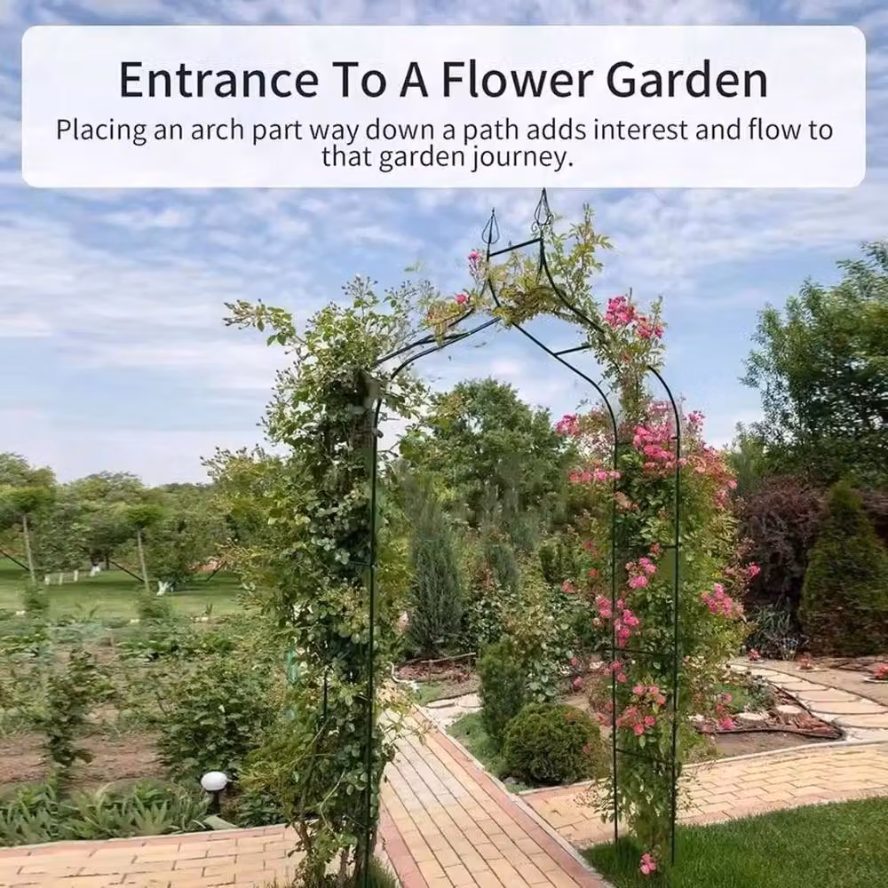 NESTLUNE Dark Green Garden Arch Climbing Plant Support for Roses and Vines, W: 100 cm, D: 15 cm – 3