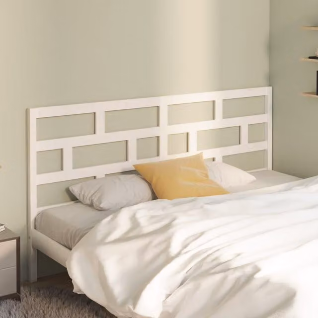 Berkfield Home White Solid Pine Wood Bed Headboard, W: 186 cm, D: 4 cm, H: 100 cm