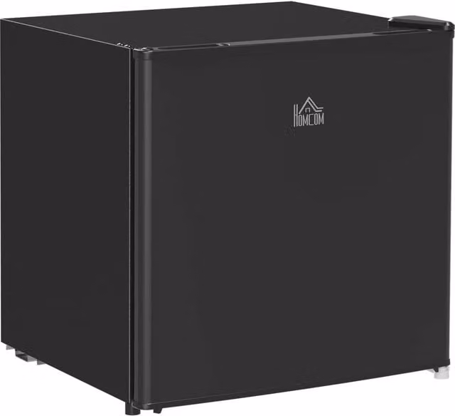 HOMCOM 46L Black Thermoelectric Countertop Mini Fridge with Chiller Box and Reversible Door – 1