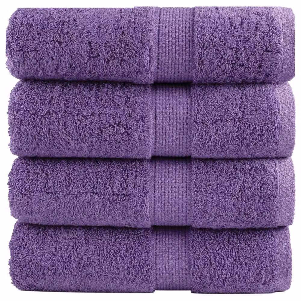 Berkfield Home SOLUND Premium Cotton Terry Guest Towels, Purple, 4 Pack, W: 30 cm, H: 50 cm, 600 gsm – 2