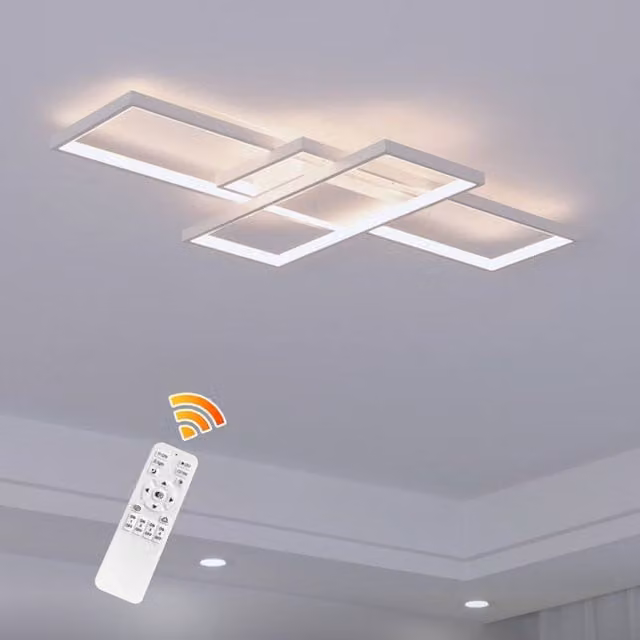 NIVOR Square LED Ceiling Light, Dimmable Flush Mount with Remote Control, White Acrylic – 1