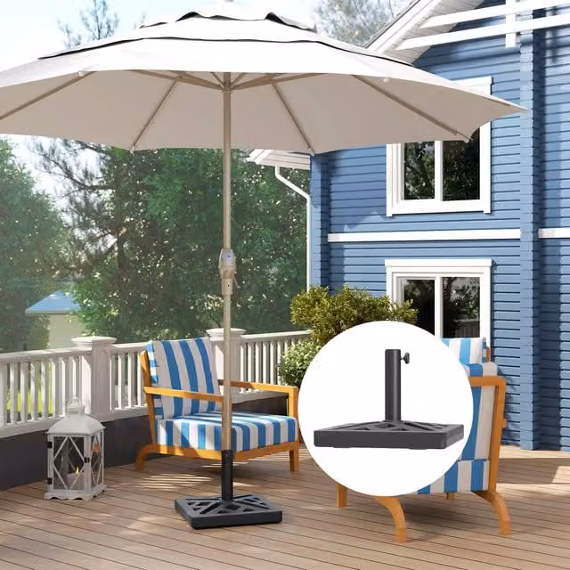 Outsunny 15kg Cut-Out Design Freestanding Garden Parasol Base, Black