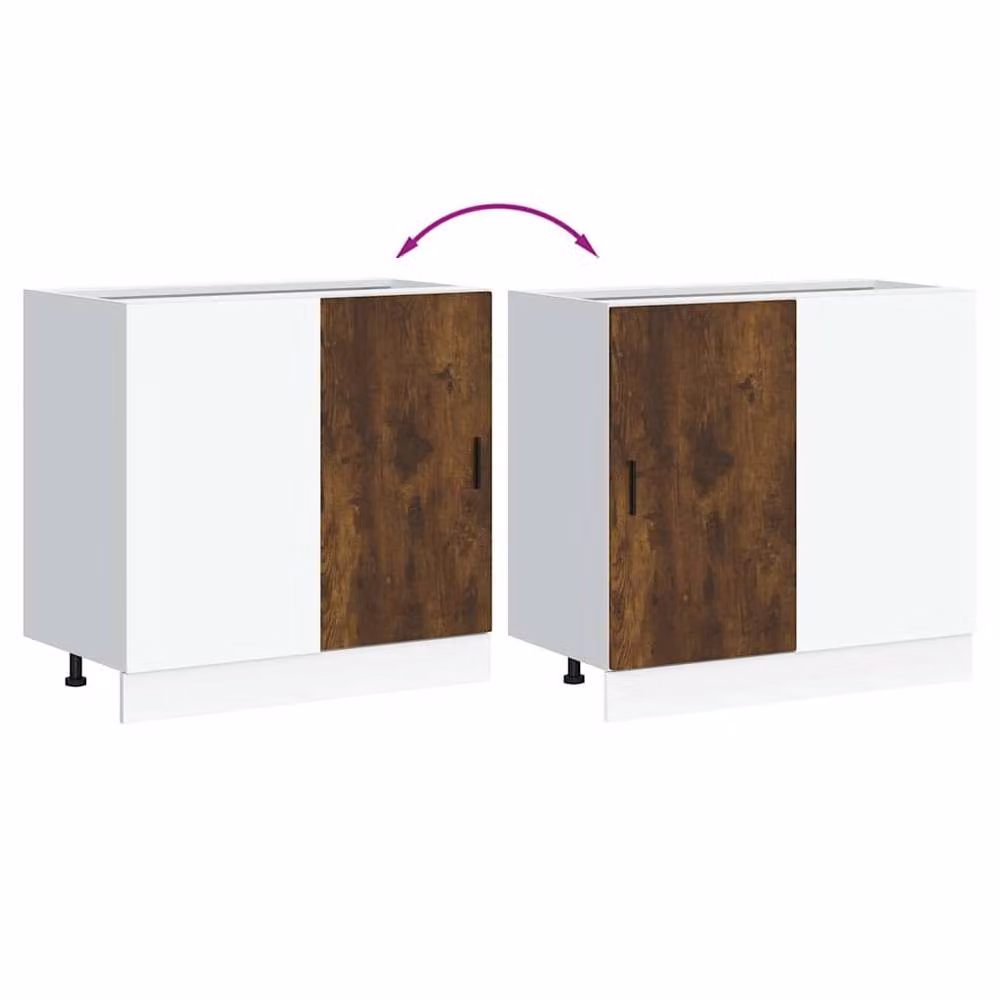 Berkfield Home Smoked Oak Sink Base Cabinet in Brown, W/D/H: 81.5 x 46.0 x 46.0 cm – 2