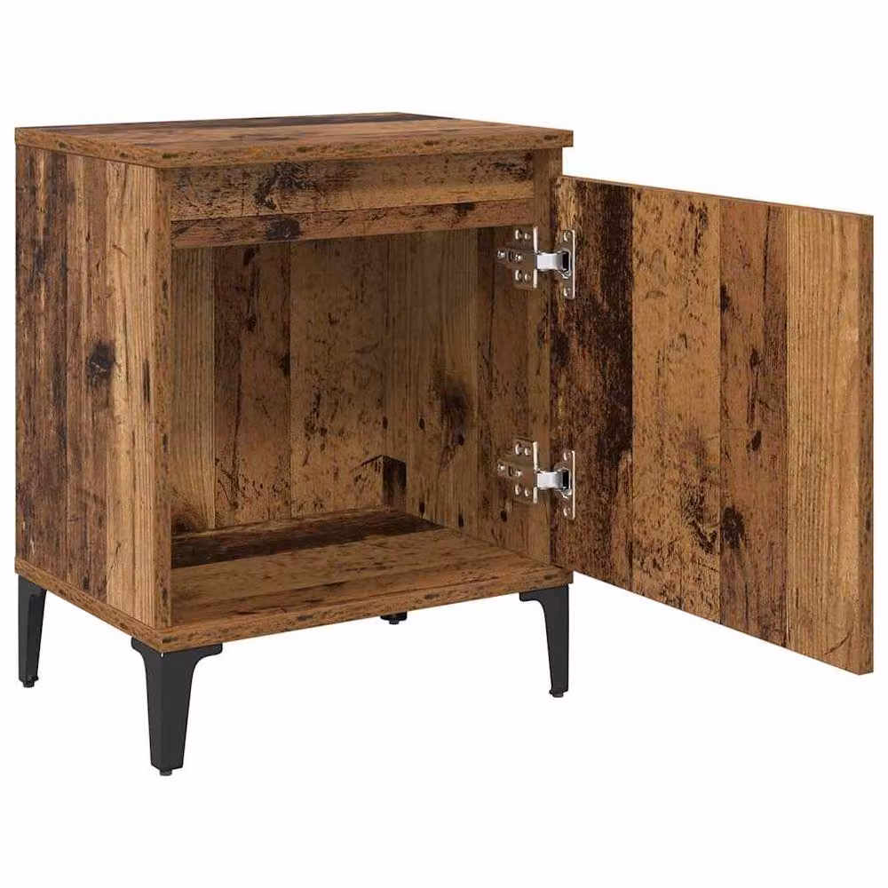 Berkfield Home Old Wood Nightstand in Brown, Solid Wood and Metal, W/D/H: 40 x 30 x 50 cm – 4