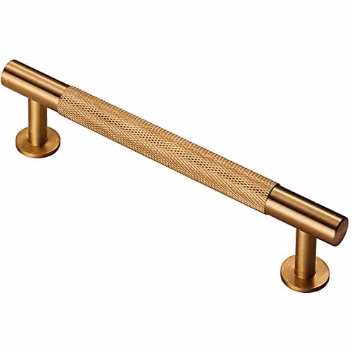 Loops Knurled Bar Door Pull Handle in Satin Brass, 158 x 13 mm with 128 mm Fixing Centres