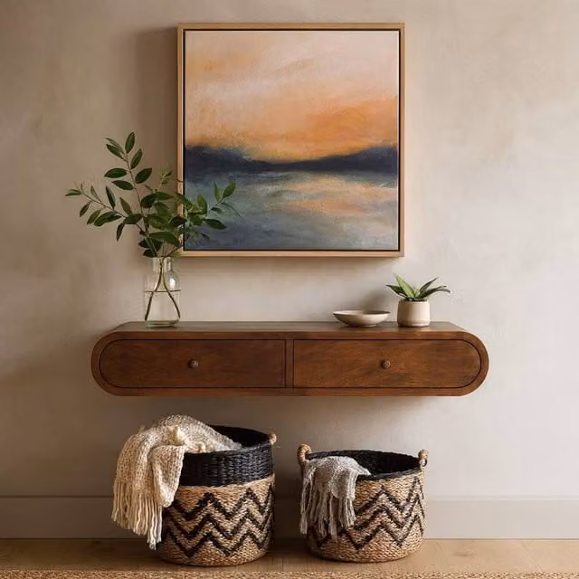 Wyld Haus Peschiera Floating Chestnut Console with 2 Drawers in Brown Mango Wood – 1